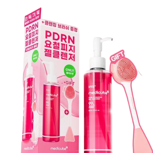 Medicube PDRN Gel To Foam Cleanser Set (200ml + Pore Cleansing Brush) – Hydrating & Pore-Refining Cleanser | kosmeticau Australia