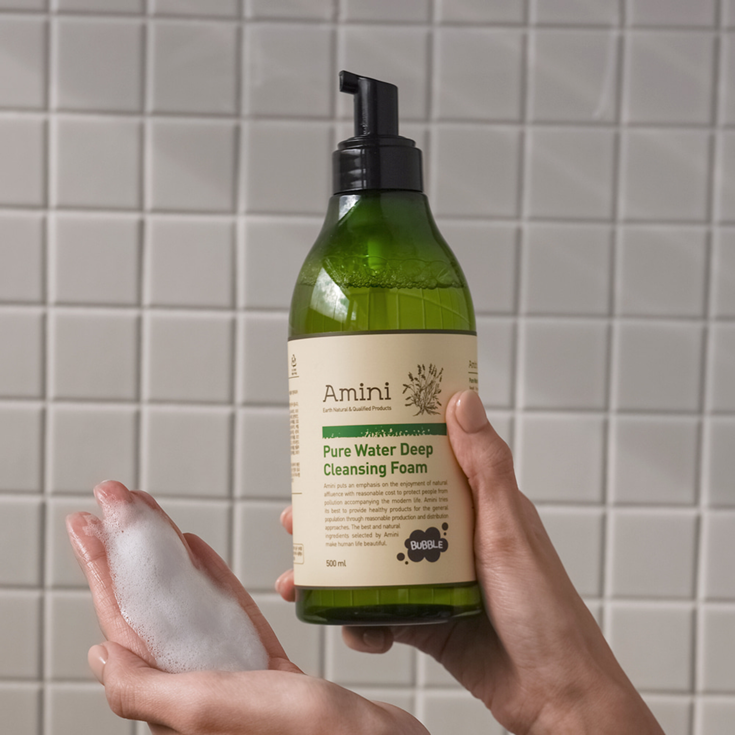AMINI Pure Water Deep Cleansing Foam (500ml) | Refreshing & Soothing