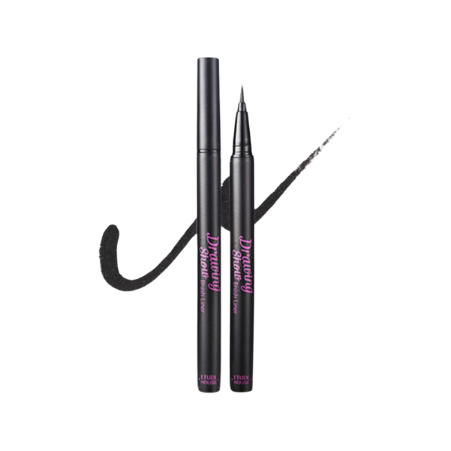 aClose-up of Etude waterproof brush eyeliner tip