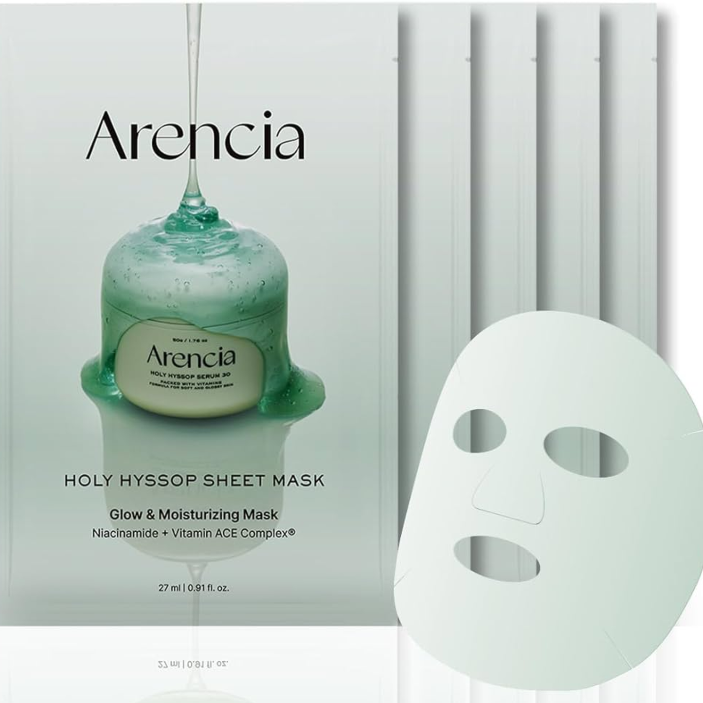 Arencia Holy Hyssop Sheet Mask Set 27ml x 5 Sheets | Brightening & Hydrating Vitamin Sheet Masks