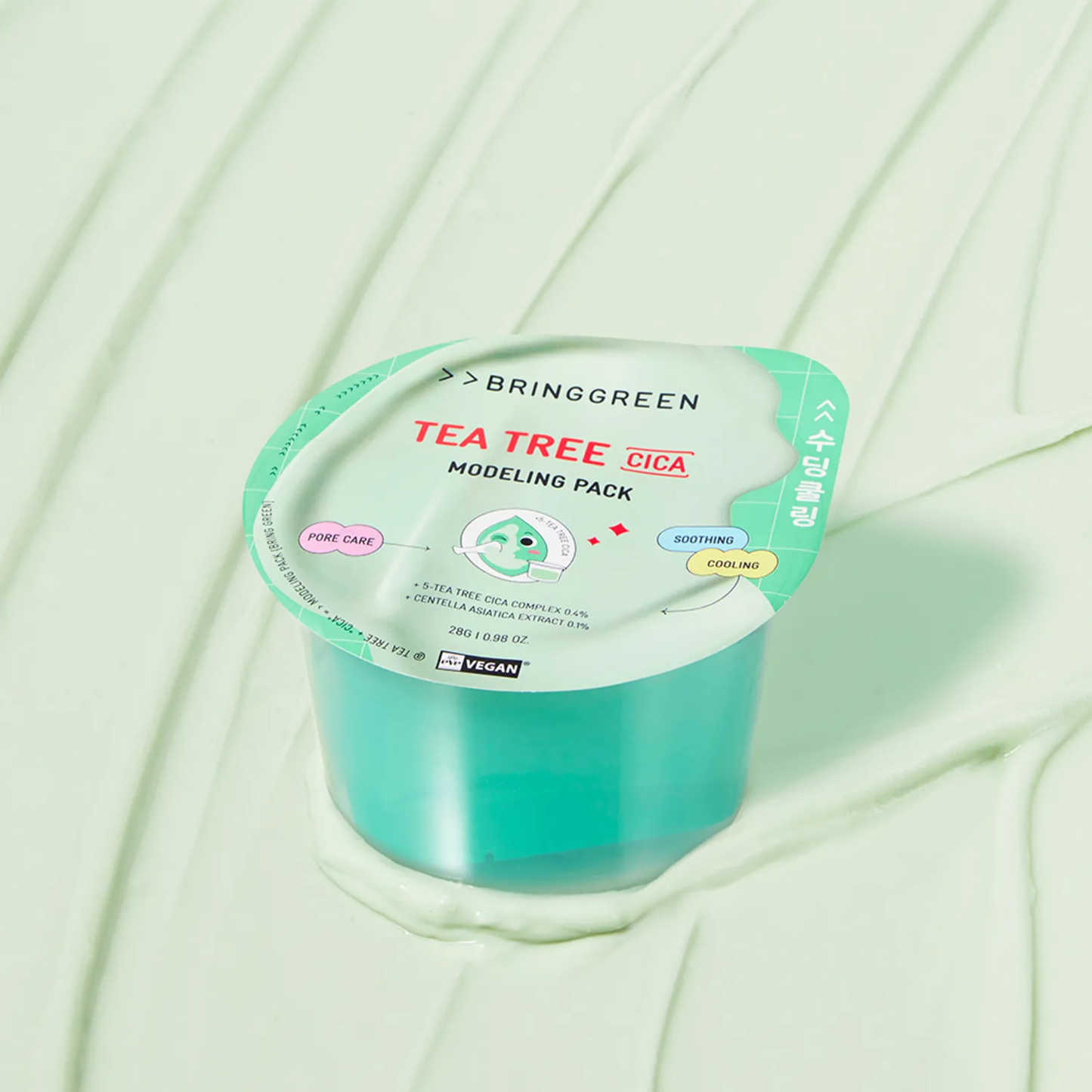Bring Green Tea Tree Cica Modeling Pack 28g – Calming & Moisturising Peel-Off Mask | kosmeticau Australia