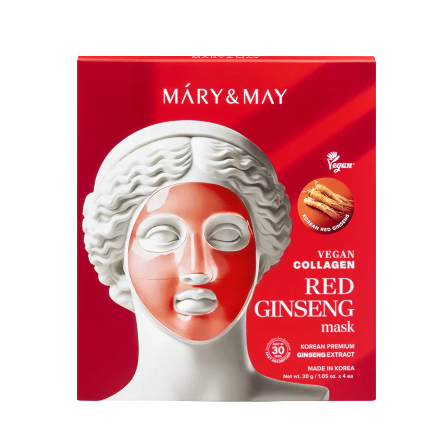 Mary & May Vegan Collagen Red Ginseng Mask (30g x4) – Korean Skincare Australia