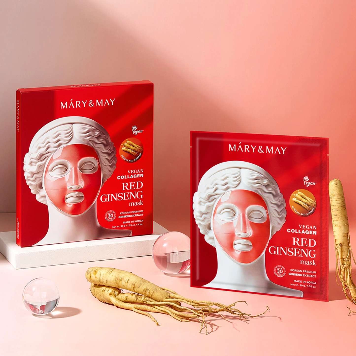 Mary & May Vegan Collagen Red Ginseng Mask (30g x4) – Korean Skincare Australia