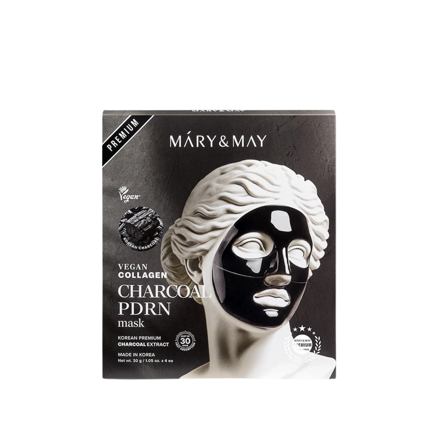 Mary & May Vegan Collagen Charcoal PDRN Mask (30g x4) – Korean Skincare Australia