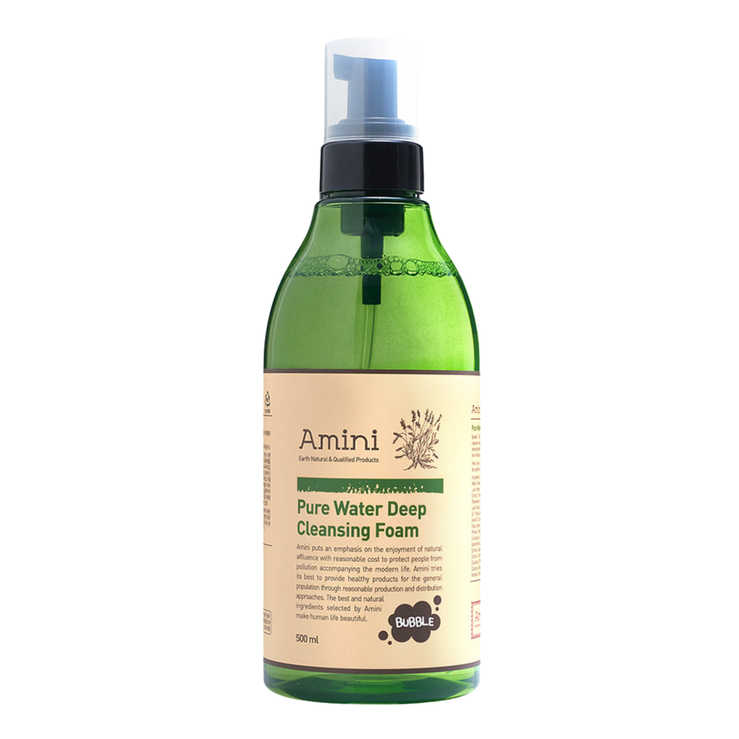 AMINI Pure Water Deep Cleansing Foam (500ml) | Refreshing & Soothing