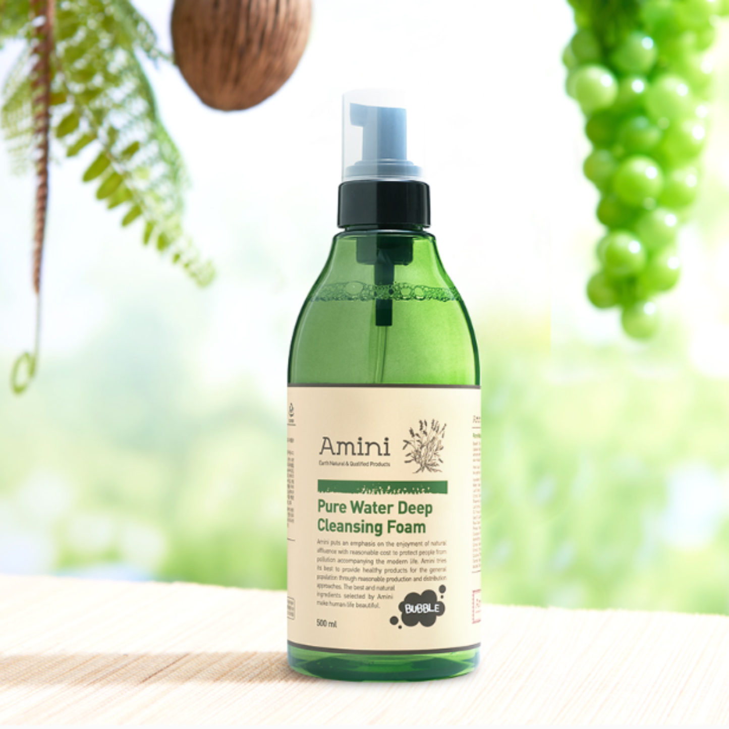 AMINI Pure Water Deep Cleansing Foam (500ml) | Refreshing & Soothing