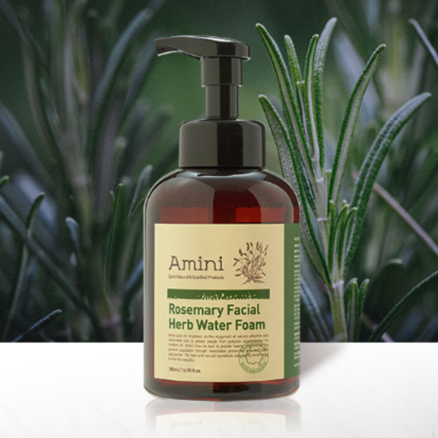 AMINI Rosemary Facial Herb Water Foam (500ml) | Soothing & Low-Irritation