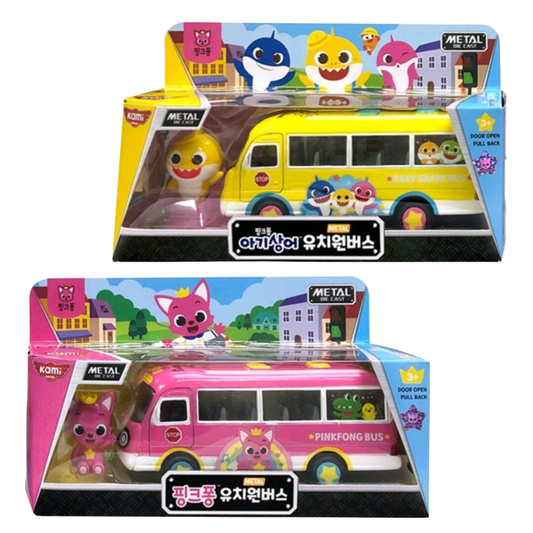 Pinkfong Baby Shark Diecast Kindergarten Bus Pull Back Car Figure Toy