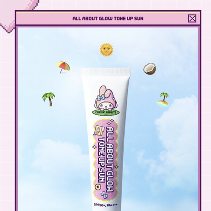 CHASIN’ RABBITS All About Glow Tone Up Sun 70ml + 10ml + Mirror Keyring [Sanrio Collection]