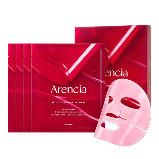 Arencia Red Collagen Jello Mask Set 25g x 4 Sheets | Firming, Hydrating & Brightening Jelly Mask