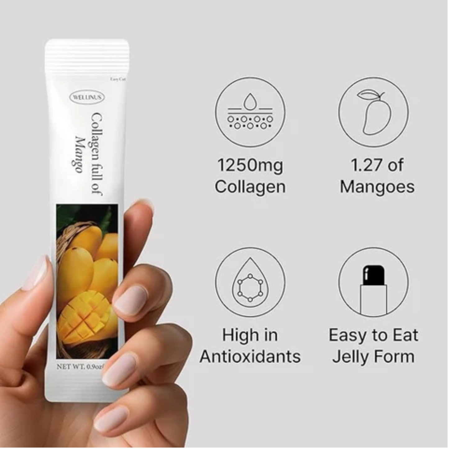WELLINUS Korean Collagen Jelly Sticks | Marine Collagen Peptides Supplement