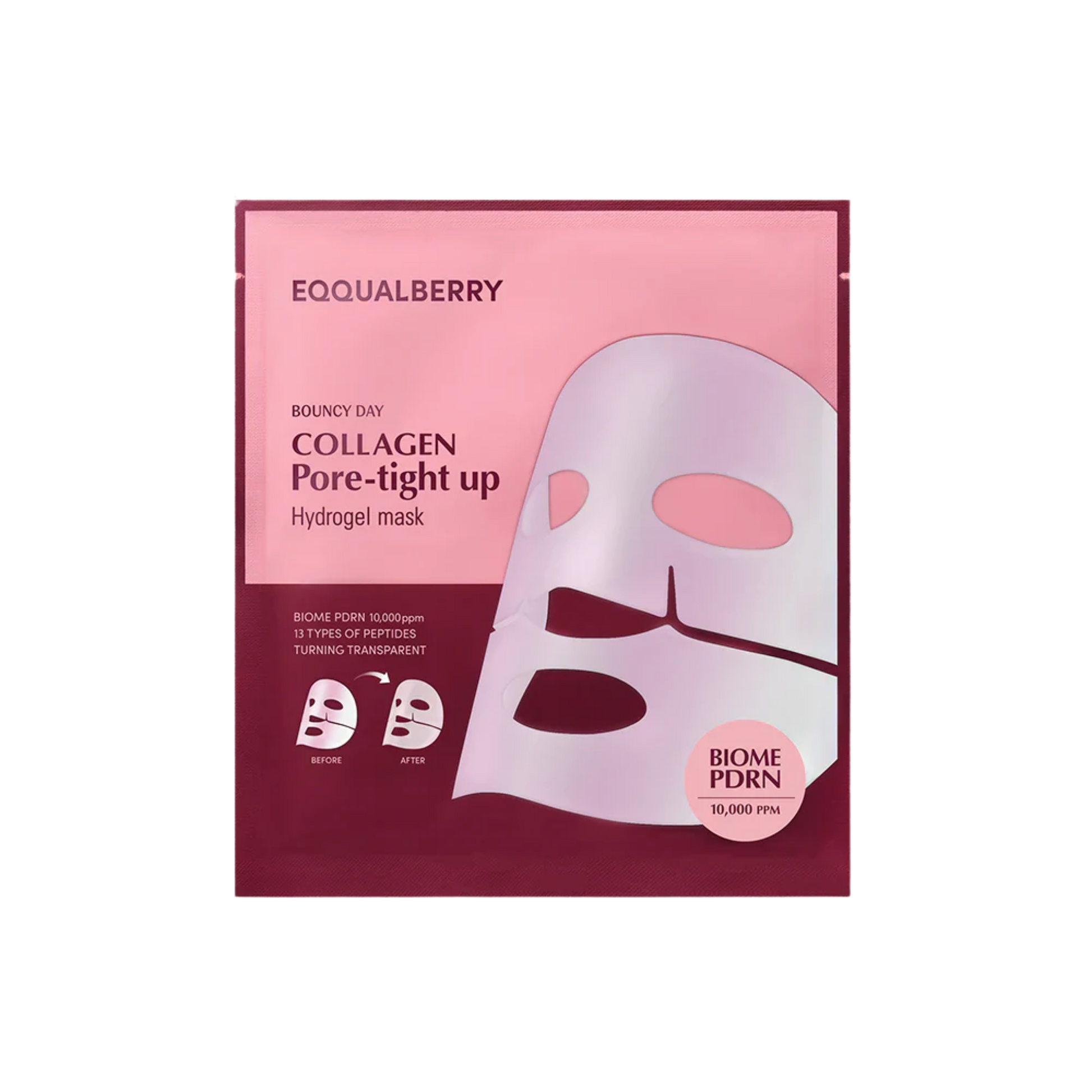 Hydrogel sheet mask with peptides and vegan PDRN – EQQUALBERRY collagen mask