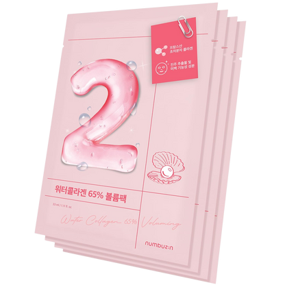Numbuzin No.2 Water Collagen 65% Voluming Sheet Mask 4 Sheets Pack - KOS