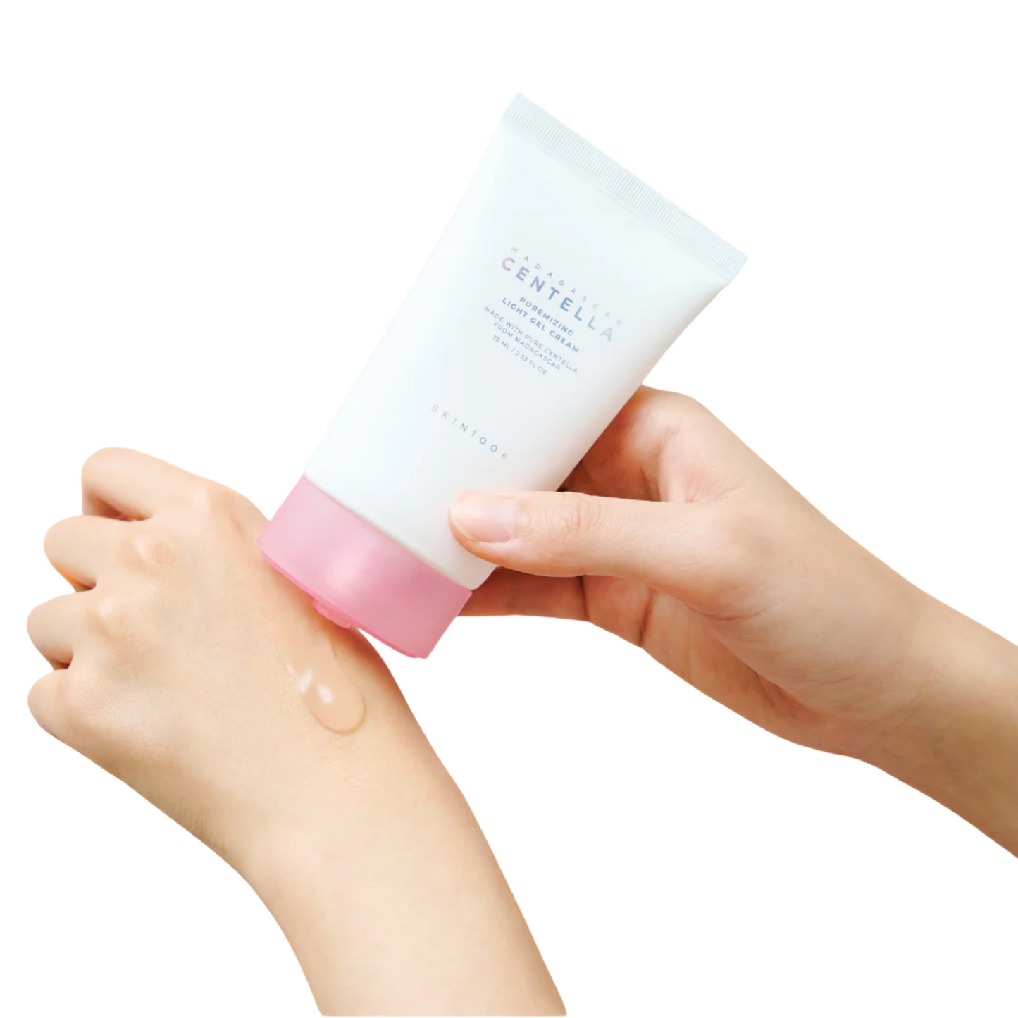 Applying SKIN1004 Gel Cream – calming pore care with Centella and pink salt